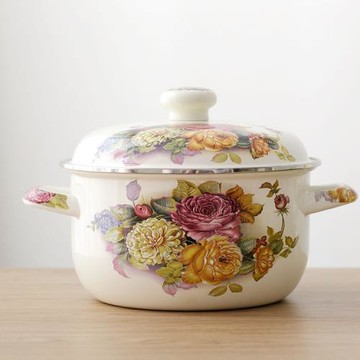 【有瑕】18-24CM琺瑯搪瓷湯鍋雙耳加厚燉鍋平底鍋電磁爐煤氣通用