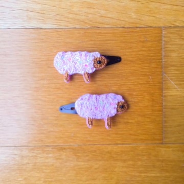 粉紅棉花糖綿羊勾針髮夾