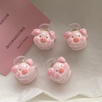 【粉紅菲菲】卡通髮夾粉嫩腮紅豬小抓夾甜美少女髮夾迷你瀏海夾小女孩髮卡頭飾 38-0402