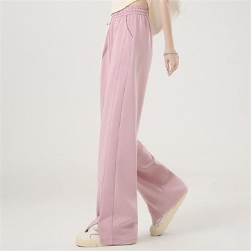 【米蘭精品】休閒褲闊腿長褲-高腰運動褲直筒開叉女褲子4色74fk20