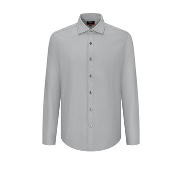 彈性雙面刷毛斜紋長袖休閒襯衫/霜灰色 | 5612399292