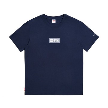 EDWIN BOX LOGO短袖T恤-男款 (丈青色) #上衣