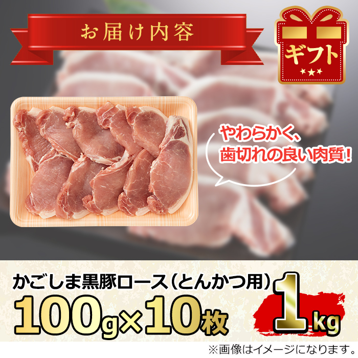 かごしま黒豚ロースとんかつ用(計1kg・約100g×10枚)