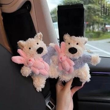 安全帶護套🎀 可愛西高地狗狗新款汽車安全帶護肩套保護套高級創意可愛裝飾車載