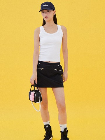 Pocket Stretchy Mini Skirt [Black]