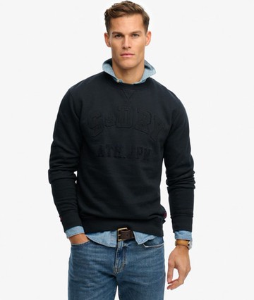 Superdry Men's Vintage Athletic Tonal Crew Sweatshirt Navy Size: S