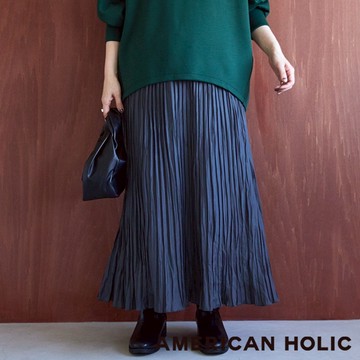 AMERICAN HOLIC 輕盈光澤百褶長裙(0H000737800)