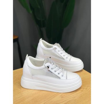 網面小白鞋女2024夏季爆款厚底內增高顯高透氣松緊帶韓版百搭板鞋