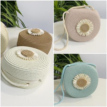 【巴黎精品】現貨+預購 草編包手提包渡假風單肩側背包大容量流蘇編織包-洋氣時尚太陽花女包包5色a1ko3