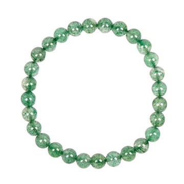 【正佳珠寶】綠草莓晶 淨透綠草莓籽 6mm 綠草莓晶手珠