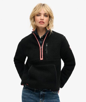 Superdry Women's Outdoor Half Zip Fleece Black Size: 6