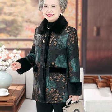 中老年人冬裝女裝奶奶皮草外套老人皮毛一體貂皮大衣老太太水貂絨