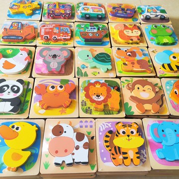 嬰幼兒童木質玩具 立體3D進階拼圖 寶寶早教益智力玩具 練手眼男女孩玩具