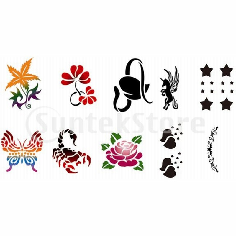 誕生日パーティーのための10個のボディフェイスペイントステンシル動物の花の再利用可能なソフト 通販 Lineポイント最大0 5 Get Lineショッピング
