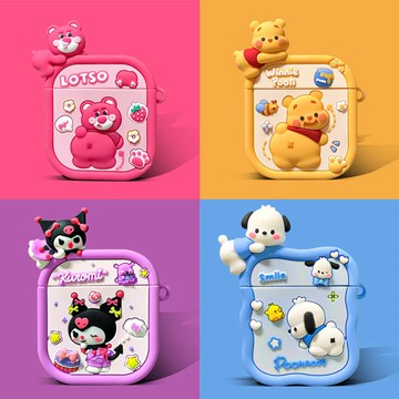 趴趴草莓熊airpods pro保護套適用蘋果2/3代藍牙耳機硅膠卡通軟殼
