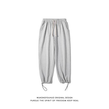 悟空有貨復古潮牌簡約純色抽繩束腳運動褲男女寬松百搭垂感休閑褲