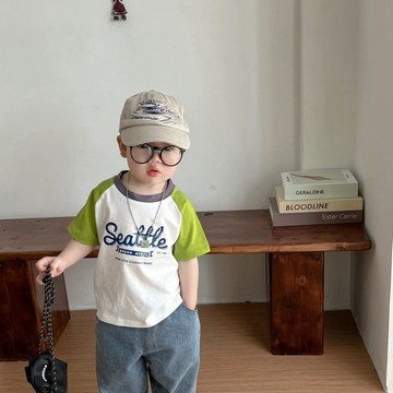 Healthy baby 純棉男童短袖T恤夏季新款洋氣中小兒童裝女童上衣打底衫t 男童短袖 男童T恤 大學T
