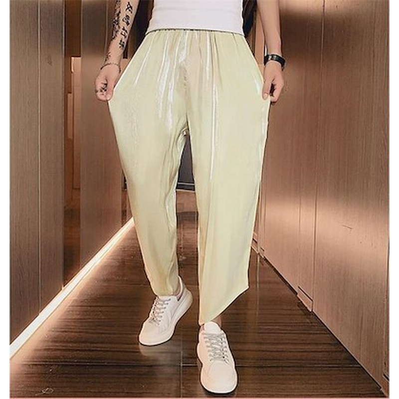 快適さが素晴らしいです とても妖精 パンツ メンズ 21年夏 薄い カジュアル 九分丈パンツ 韓国版 トレンド ドレープ 通気性 速乾性 アイスシルクパンツ 通販 Lineポイント最大get Lineショッピング