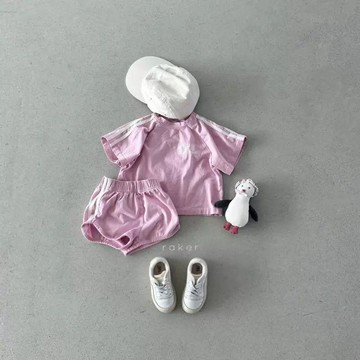 Mini baby🌷男女童韓版夏季時尚套裝童可愛兒童寶寶拼條撞色兩件套