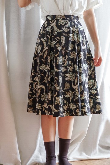 純情百貨行 古著 vintage 古著半身裙 圖騰黑底半身裙 SL.0050