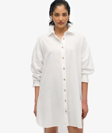 Superdry Women's Ibiza Longline Beach Shirt White Size: 8