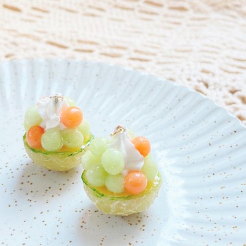 【日式】蜜瓜牛奶雪糕耳環 | 黏土飾物 | 微縮飾物