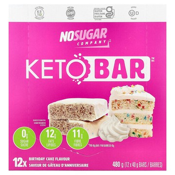No Sugar Company, Keto Bar™，生日蛋糕，12 條，每條 40 克