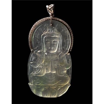 【森茂珠寶】天然翡翠A貨 福祿壽三彩木拿泛光玻璃種觀音