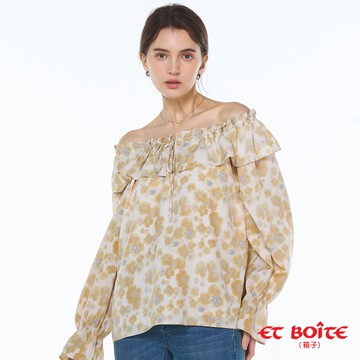 【新年爆殺價↘$588】鬆緊荷葉V領寬袖襯衫 - BLUE WAY ET BOîTE 箱子