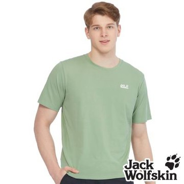 【Jack wolfskin 飛狼】男 涼感棉 圓領短袖排汗衣 LOGO圖騰印花 『淺綠』