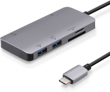 【日本代購】Elecom 宜麗客USB Type-C 集線器對接站6合1 DST-C12SV/EC 100W PD對應USB Type-C端口