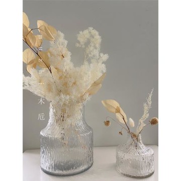 花瓶高級感輕奢客廳插花玻璃擺件水養透明錘紋簡約民宿軟裝 ins風