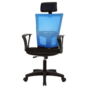 Chair Club M2 頭枕型黑色椅身網布椅  藍色  58 x 58 x 107~122cm