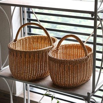 塑料仿藤編購物籃買菜籃子戶外野餐籃水果蔬菜筐雞蛋籃清潔手提籃