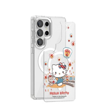 Samsung S26/S25/S24系列 可拆式磁吸片材彩鑽殼-放天燈凱蒂