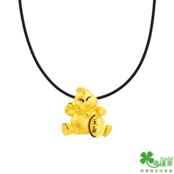 幸運草 小富雞黃金墜子 送項鍊