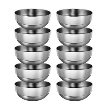 伊迪莉 不鏽鋼雙層湯碗 19.5 x 9 cm  10個  銀色