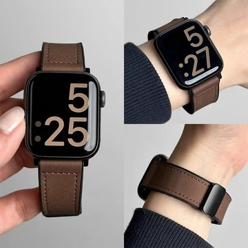 真皮透氣 磁吸扣商務錶帶Apple watch S11 10 9 8 7 6 5 4 SE3 46mm 49mm蘋果手錶