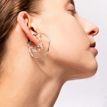 SLOW ROVER｜氣泡星雲 泡泡大耳夾-純銀