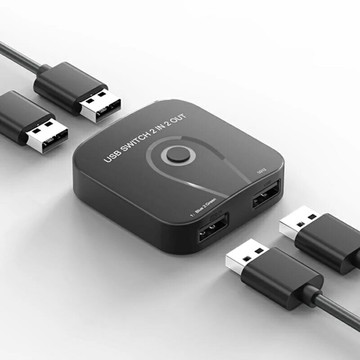 【易控王】2進2出 USB共享切換器 2台電腦共享鍵鼠 印表機 USB設備 (40-122-04)