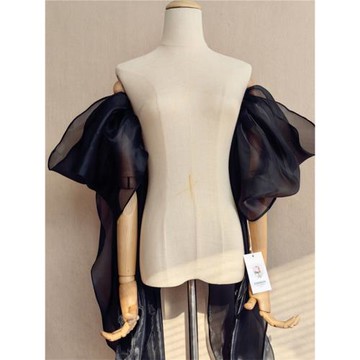 2024新版歐根緞飄帶手袖黑色白色韓版仙氣表演服飾影樓拍照袖子