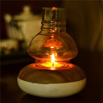 泰國木雕餐廳燭光晚餐燭臺蠟燭帶玻璃罩家用擺件北歐浪漫風格創意