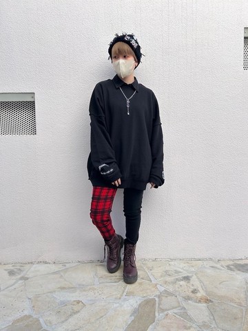 包縫套頭衫/黑/F號/hellcatpunks/hcp-po-0019