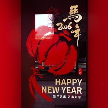 新年裝飾窗花馬年中式貼畫春節過年靜電貼2026櫥窗布置玻璃門貼紙