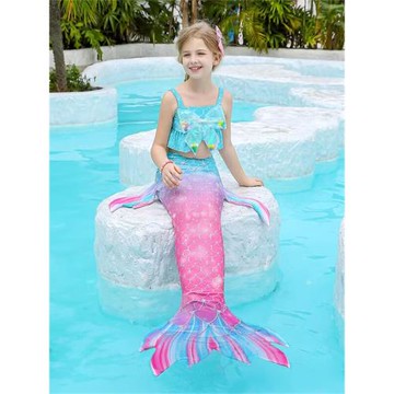 美人魚尾巴兒童衣服泳衣女孩分體游泳裝女童寶寶公主裙比基尼夏裝