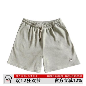 黑喵像素男女情侶灰色短褲夏季潮流外穿運動休閑純棉寬松五分褲子