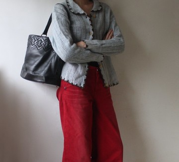 FOAK古著 Bruno Magli黑色羊皮水桶包