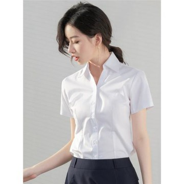 2025短袖上衣上班白色職業襯衫長袖正裝氣質工作服工裝襯衣女夏