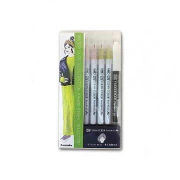 【Kuretake 吳竹】吳竹x菊池敦子 水彩插畫組合 皮革 /組 ECD160-031(日本品牌)