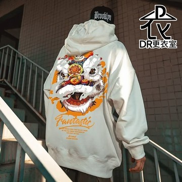 DR更衣室-帽T 港風國潮醒獅潮流連帽T恤 情侶裝 大尺碼8XL 男生衣服 衛衣 男裝 加絨【NL663115】
